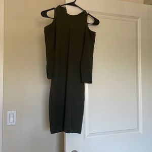 Olive Green Shoulder Cutout Dress